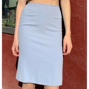 Giorgio Armani 40/6 Light Blue High Waisted Wool Pencil Skirt